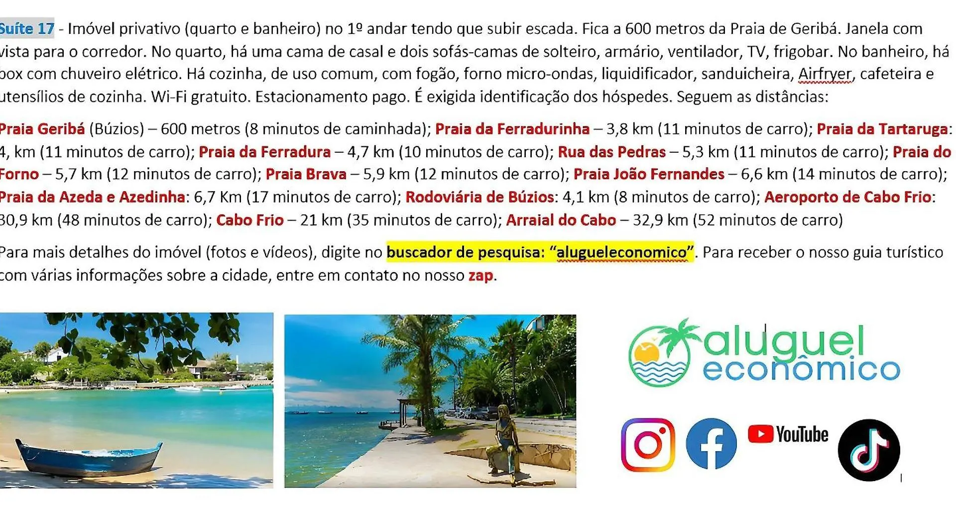 Búzios - Geribá - Aluguel Econômico Apartamento 0*,  Brasil
